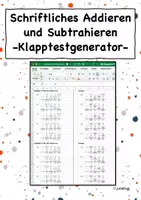 Vorschau - Arbeitsblätter - Klapptest-Generator_ Schriftliches Addieren und Subtrahieren - Deckblatt