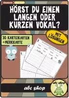 Vorschau - Stationenlernen - Hörst du einen langen oder kurzen Vokal? (30 Karteikarten) doppelter Konsonant - Deckblatt