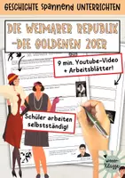 Vorschau - Arbeitsblätter - Youtubevideo: Die Weimarer Republik, die Goldenen Zwanzigerjahre + Arbeitsblätter - Deckblatt
