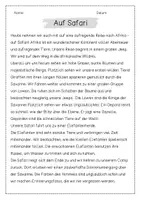 Vorschau - Mal- und Bastelvorlagen - Lesetext/ Lesetandem "auf Safari" - mit Fragen (Klasse 2,3,4) - Seite 1