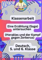 Vorschau - Klassenarbeiten - Klassenarbeit Sagen – Herakles und Zerberus - Deckblatt