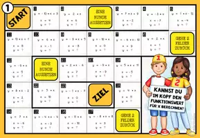 Vorschau - Spiele - LINEARE FUNKTIONEN (Funktionswerte) - 3 Mathe-Brettspiele - Seite 1