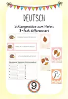 Vorschau - Arbeitsblätter - Schlangensätze Herbst 3-fach differenziert - Deckblatt