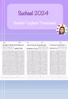 Vorschau - Arbeitsblätter - Suchsel 2024 "Die ersten 3 Wörter, die du siehst .." auf Deutsch, Englisch, Französisch (editierbar) - Deckblatt