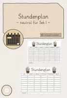 Vorschau - Poster - Stundenplan - neutral für Sek I - Deckblatt