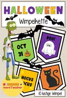 Vorschau - Poster - Happy Halloween - Bunte Halloween Wimpelkette - Deckblatt