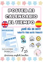 Vista previa - Decoración del aula - CALENDAR AND WEATHER/ CALENDARIO Y EL TIEMPO (POSTER A3) - página 1