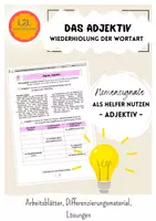 Vorschau - Arbeitsblätter - Groß- und Kleinschreibung - Nomensignale: Adjektive (Wortart wiederholen und als Nomensignal anwenden) - Deckblatt