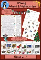 Vorschau - Arbeitsblätter - Advent & Weihnachten Hörweg, Sachtext, Hörübung, Deutsch, Sachunterricht, Klasse 2, Klasse 3, Deutsch, Klasse 4 - Deckblatt