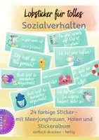 Vorschau - Fördermaterial/Inklusion - Lobsticker Meerjungfrau und Hai mit Stickeralbum - für gutes Sozialverhalten #übungenfürzwischendurch - Deckblatt