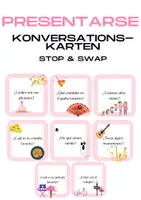 Vorschau - Spiele - STOP & SWAP CONOCERSE/PRESENTARSE (Spanische Konversationskarten/Sprechprüfung) - Deckblatt