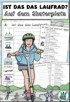 Vorschau - Arbeitsblätter - Übung "Ist das das Laufrad?" Auf dem Skaterplatz - DaZ / DaF / Deutsch - Deckblatt