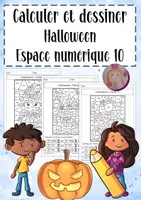 Aperçu - Feuilles d'exercices - Calculer et Colorier: Halloween - Espace numérique 10 - Page de couverture