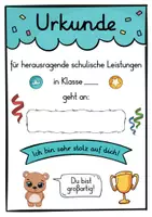 Vorschau - Anderer Materialtyp - 6 verschiedene Bären Urkunden für die Bärenklasse - Seite 1