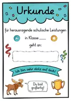 Vorschau - Anderer Materialtyp - 6 verschiedene Elch Urkunden für die Elchklasse - Seite 1