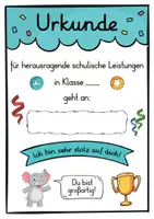 Vorschau - Anderer Materialtyp - 6 verschiedene Elefanten Urkunden für die Elefantenklasse - Seite 1