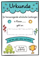Vorschau - Anderer Materialtyp - 6 verschiedene Frosch Urkunden für die Froschklasse - Seite 1