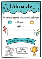 Vorschau - Anderer Materialtyp - 6 verschiedene Hasen Urkunden für die Hasenklasse - Seite 1