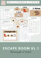 Vorschau - Arbeitsblätter - Escape Room Klasse 1 - Herbst - Deckblatt