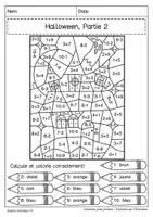 Aperçu - Feuilles d'exercices - Calculer et Colorier: Halloween - Espace numérique 10 - Page 2
