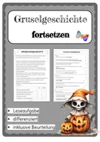 Vorschau - Arbeitsblätter - Gruselgeschichte fortsetzen Schularbeit inklusive Beurteilungsbogen - Deckblatt