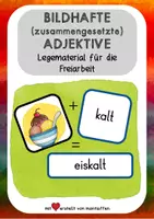 Vorschau - Spiele - Bildhafte zusammengesetzte Adjektive - Legematerial für die Freiarbeit (Wortart nach Montessori) - Deckblatt