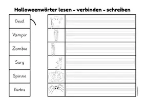 Vorschau - Arbeitsblätter - Deutsch - Halloweenwörter lesen, verbinden, schreiben - Seite 2
