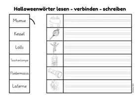 Vorschau - Arbeitsblätter - Deutsch - Halloweenwörter lesen, verbinden, schreiben - Seite 3