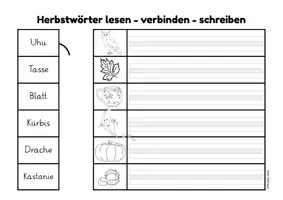 Vorschau - Arbeitsblätter - Deutsch - Herbstwörter lesen, verbinden und schreiben - Seite 2