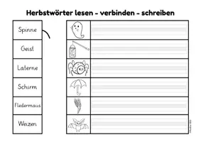 Vorschau - Arbeitsblätter - Deutsch - Herbstwörter lesen, verbinden und schreiben - Seite 3