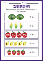Vorschau - Arbeitsblätter - Einfache Subtraktion | editierbar | Mathe Grundschule - Deckblatt