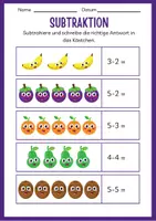 Vorschau - Arbeitsblätter - Einfache Subtraktion | editierbar | Mathe Grundschule - Seite 3
