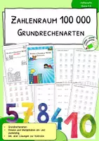 Vorschau - Arbeitsblätter - Schriftlich rechnen im Zahlenraum 100 000 – Übungsmappe - Klasse 4-5 - Deckblatt