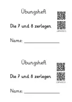 Vorschau - Arbeitsblätter - Übungsheft: Die 7 und 8 zerlegen im Zerlegehaus (12-seitig, DIN A5 im Easy-Druckformat mit Lernvideolink) - Seite 1