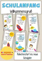 Vorschau - Bildkarten - Willkommensgruß als Lesezeichen - Raketenstart ins neue Schuljahr - Deckblatt