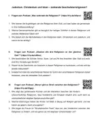Vorschau - Arbeitsblätter - Gemeinsamkeiten und Streit zwischen Judentum, Christentum und Islam - Deckblatt