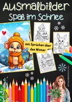 Vorschau - Mal- und Bastelvorlagen - Ausmalbilder mit positiven Schnee-Sprüchen | Klasse 1 bis 4 - Deckblatt