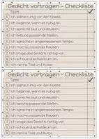 Vorschau - Arbeitsblätter - Gedicht vortragen Vortrag Kriterien Checkliste Beobachtung - Seite 2