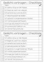 Vorschau - Arbeitsblätter - Gedicht vortragen Vortrag Kriterien Checkliste Beobachtung - Seite 3