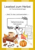 Vorschau - Arbeitsblätter - Lesetext (Lesetandem) "Geheimnisvolles Halloween" - mit Fragen zum Text - Deckblatt