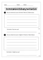 Vorschau - Arbeitsblätter - Lernstandserhebung/ Klassenarbeit Wortarten - Nomen, Adjektive, Verben - Seite 1