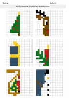 Vorschau - Arbeitsblätter - Symmetrie Pixelbilder Weihnachten - Spiegelbilder malen - Seite 1