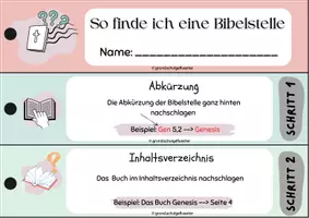 Vorschau - Merkblätter - Bibelfächer - Bibelstellen nachschlagen - Religion - Seite 1