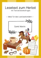 Vorschau - Arbeitsblätter - Lesetext (Lesetandem) "Sankt Martin" - mit Fragen zum Text - Deckblatt