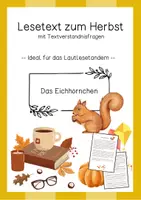 Vorschau - Arbeitsblätter - Lesetext (Lesetandem) "Das Eichhörnchen" - mit Fragen zum Text - Deckblatt