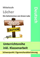 Vorschau - Stundenentwürfe - Unterrichtsreihe Löcher - Die Geheimnisse von Green Lake mit Klassenarbeit - Louis Sachar - Deckblatt