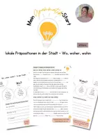 Vorschau - Arbeitsblätter - Wo, woher, wohin - lokale Präpositionen in der Stadt - Deckblatt