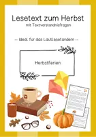 Vorschau - Arbeitsblätter - Lesetext (Lesetandem) "Herbstferien" - mit Fragen zum Text - Deckblatt