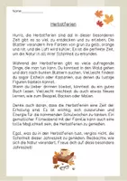 Vorschau - Arbeitsblätter - Lesetext (Lesetandem) "Herbstferien" - mit Fragen zum Text - Seite 2