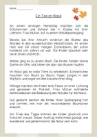 Vorschau - Arbeitsblätter - Lesetext (Lesetandem) "Ein Tag im Wald" - mit Fragen zum Text - Seite 2